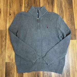 Polo By Ralph Lauren Grey 3/4 Zip Preppy Sweater